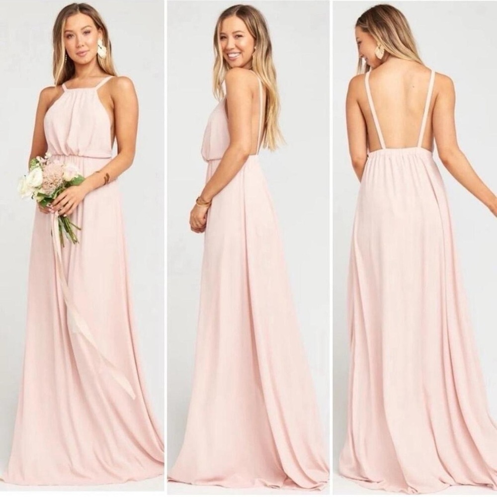 Bridesmaid Show Me Your MuMu Dusty Blush Backless Maxi Dress